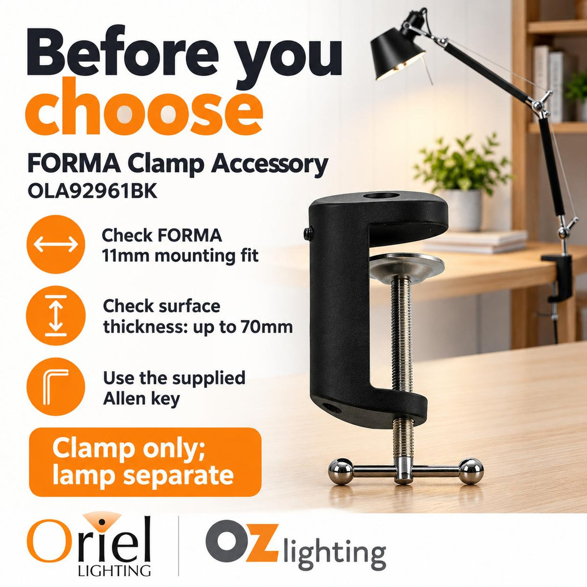 Oriel FORMA Task Lamp - Clamp Accessory For Forma-Oriel Lighting-Ozlighting.com.au