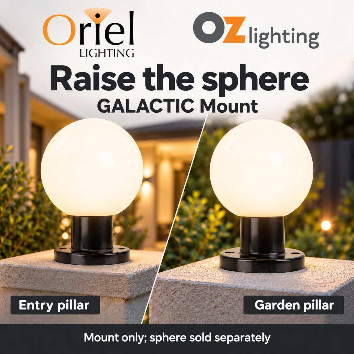 Oriel GALACTIC Mount Accessory - Pillar, for Galactic Sphere Series-Oriel Lighting-Ozlighting.com.au