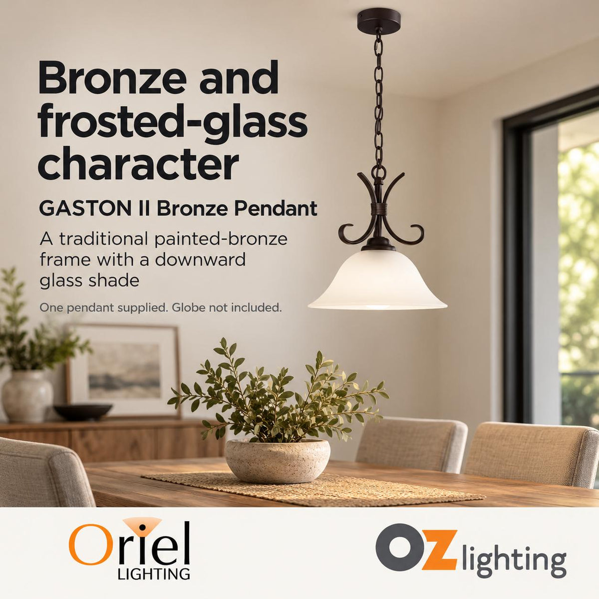 Oriel GASTON II Pendant - 1 Light-Oriel Lighting-Ozlighting.com.au