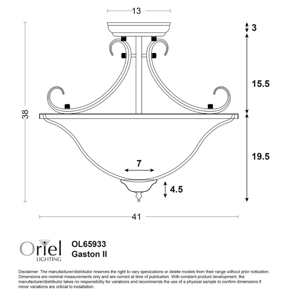 Oriel GASTON II Pendant - 3 Light Semiflush-Oriel Lighting-Ozlighting.com.au