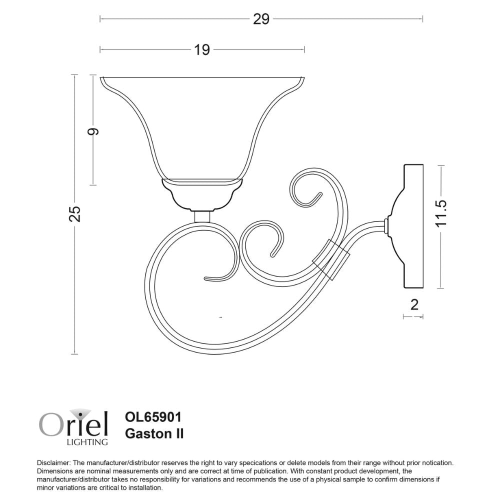 Oriel GASTON II Wall Light - Max. 60W, Traditional-Oriel Lighting-Ozlighting.com.au