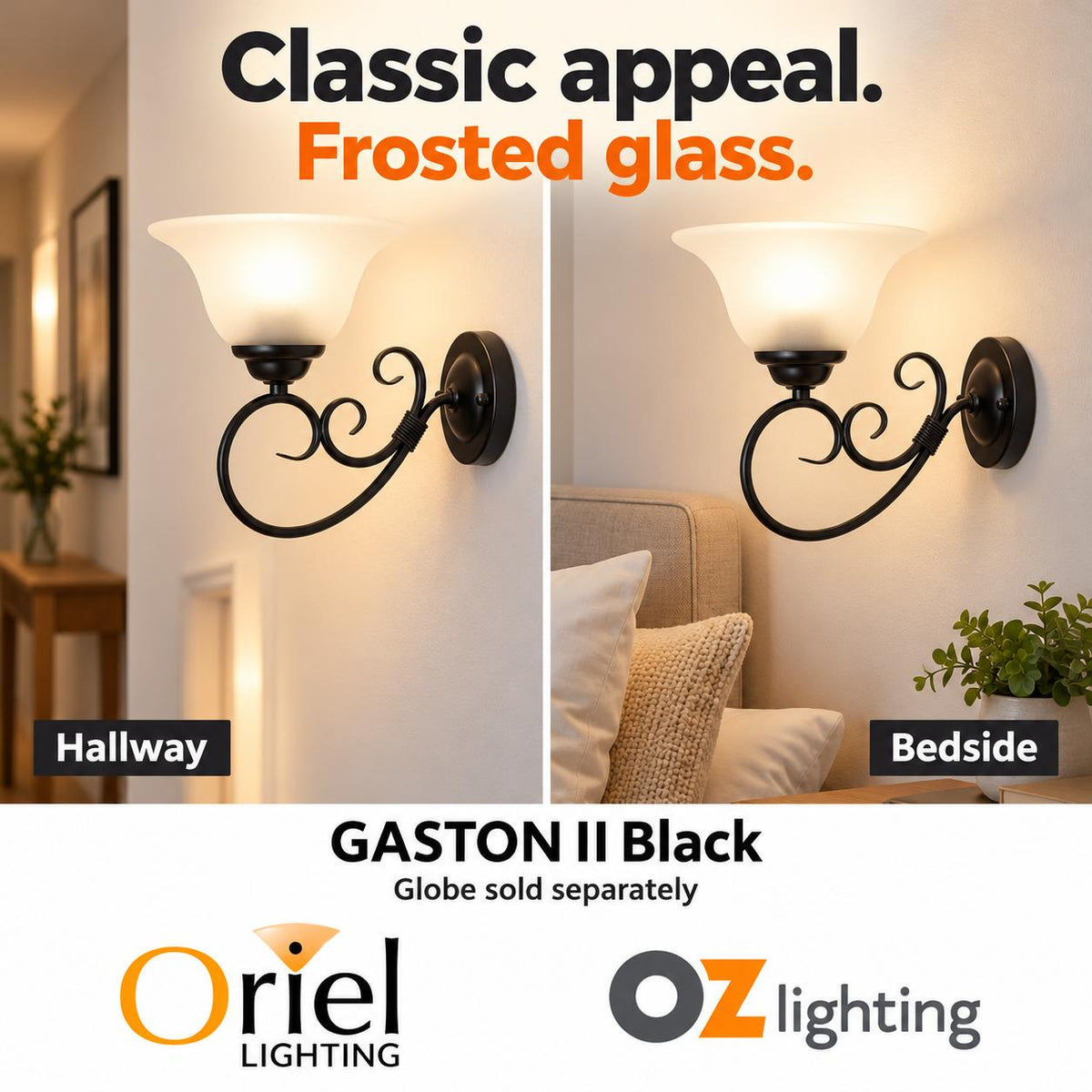 Oriel GASTON II Wall Light - Max. 60W, Traditional-Oriel Lighting-Ozlighting.com.au