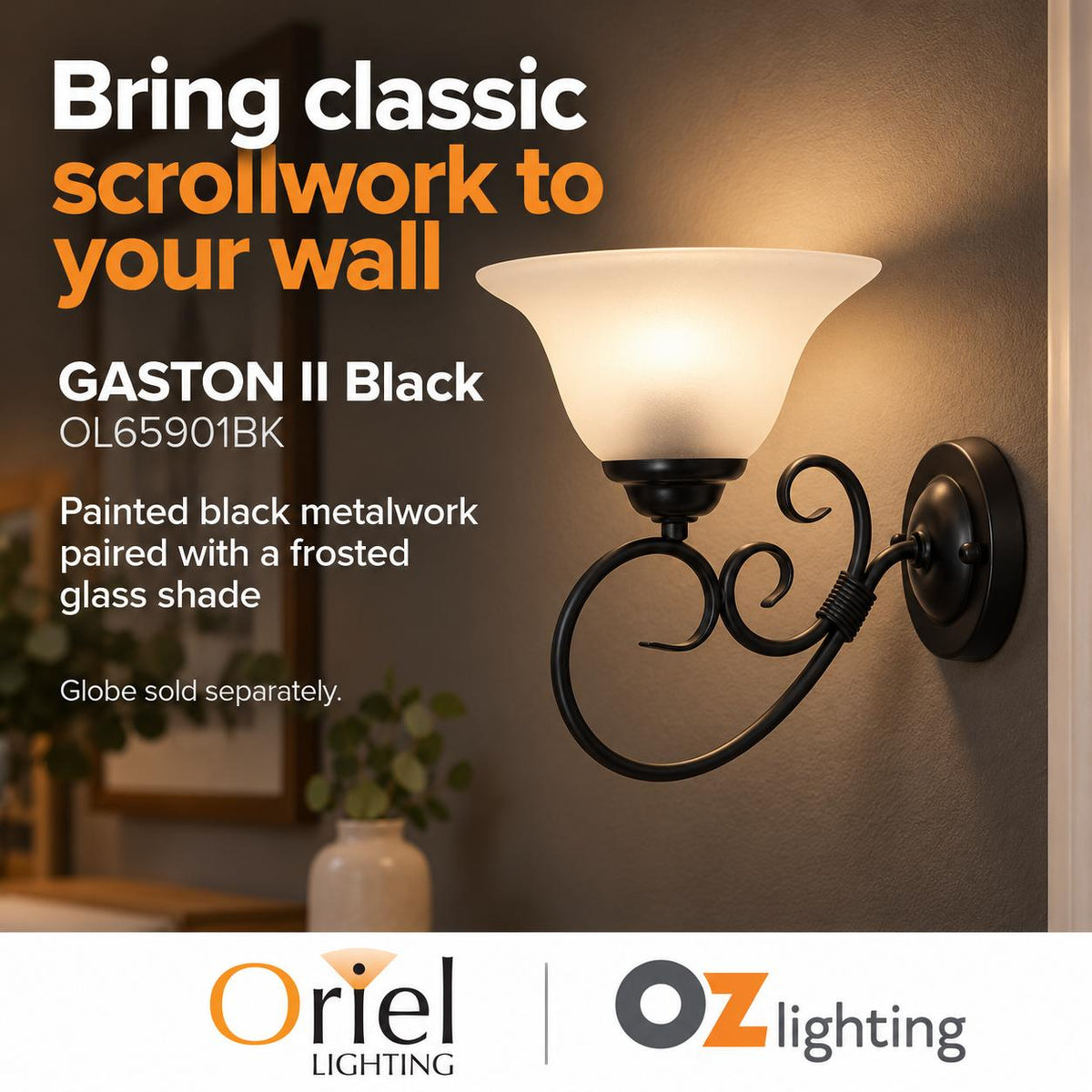 Oriel GASTON II Wall Light - Max. 60W, Traditional-Oriel Lighting-Ozlighting.com.au