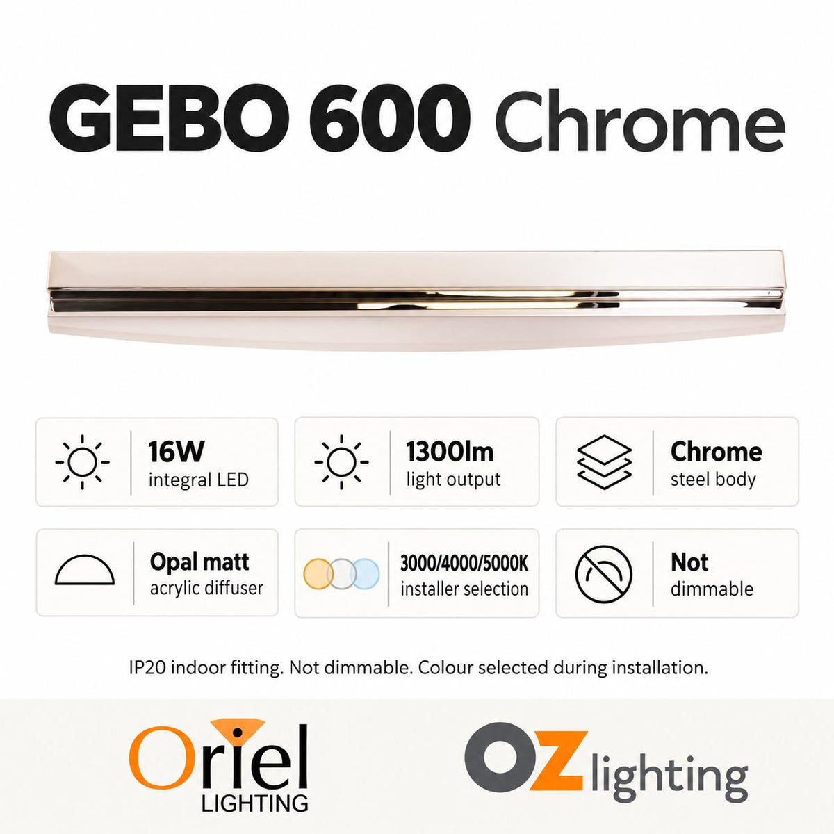 Oriel GEBO Vanity Wall Light - CTS-Oriel Lighting-Ozlighting.com.au