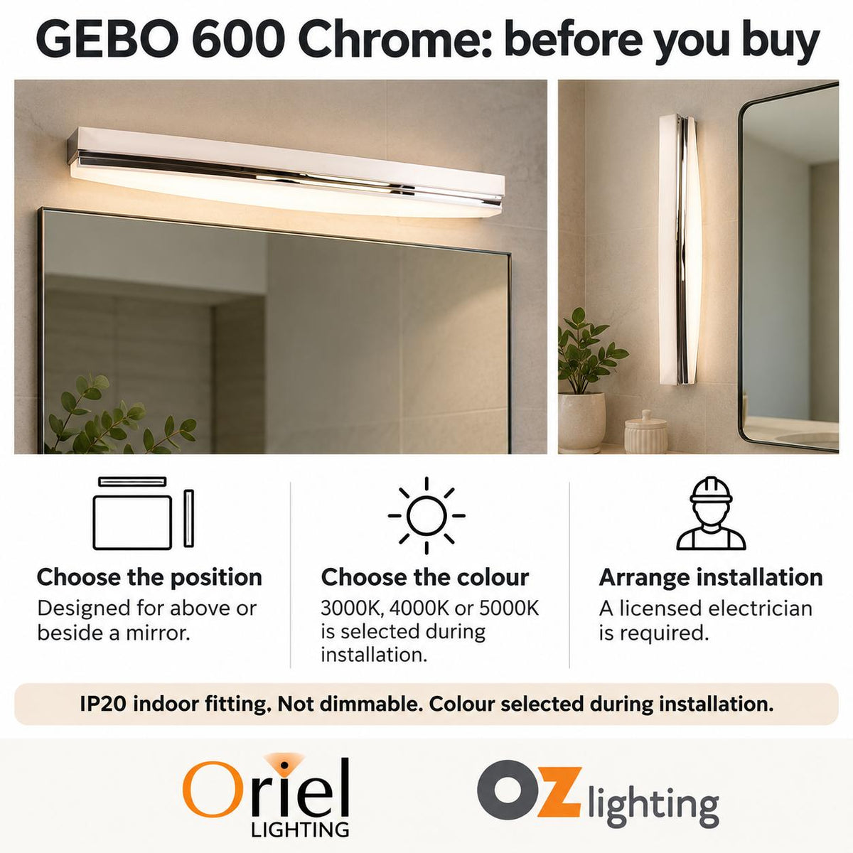Oriel GEBO Vanity Wall Light - CTS-Oriel Lighting-Ozlighting.com.au