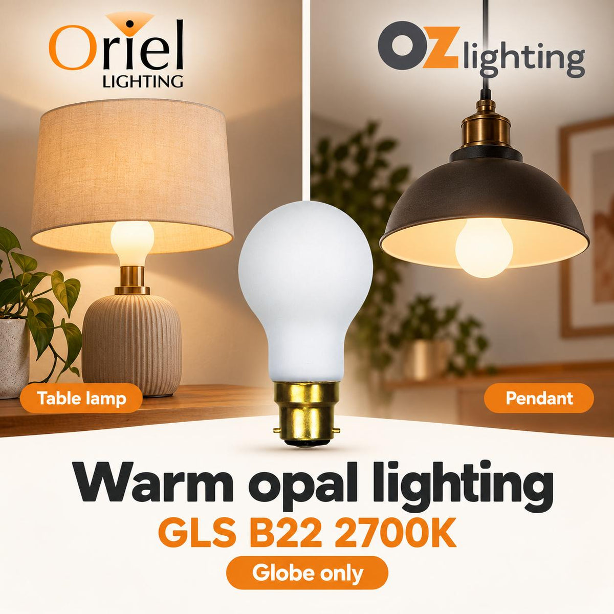 Oriel GLOBE-GLS LED Globe - 6W, Dimmable GLS A60 Shape Matt Frosted Glass, B22/E27-Oriel Lighting-Ozlighting.com.au