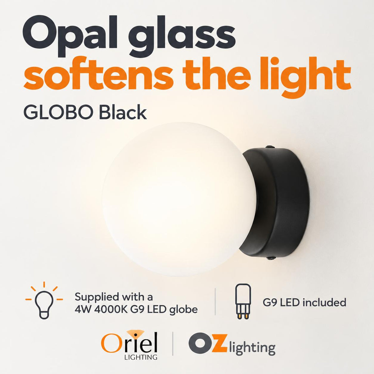 Oriel GLOBO Vanity Wall Light - 7W-Oriel Lighting-Ozlighting.com.au
