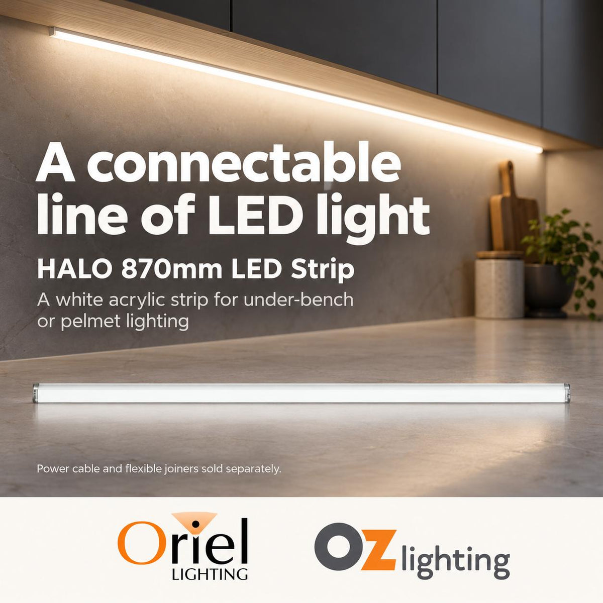 Oriel HALO LED Strip Light - 870mm/1175mm Connectable Indoor, 4000K-Oriel Lighting-Ozlighting.com.au