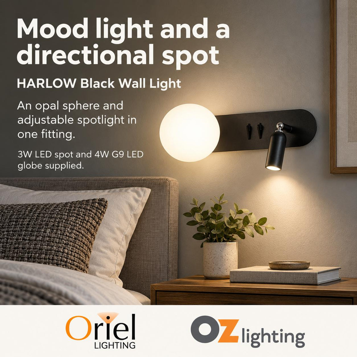 Oriel HARLOW Wall Light - 3W-Oriel Lighting-Ozlighting.com.au
