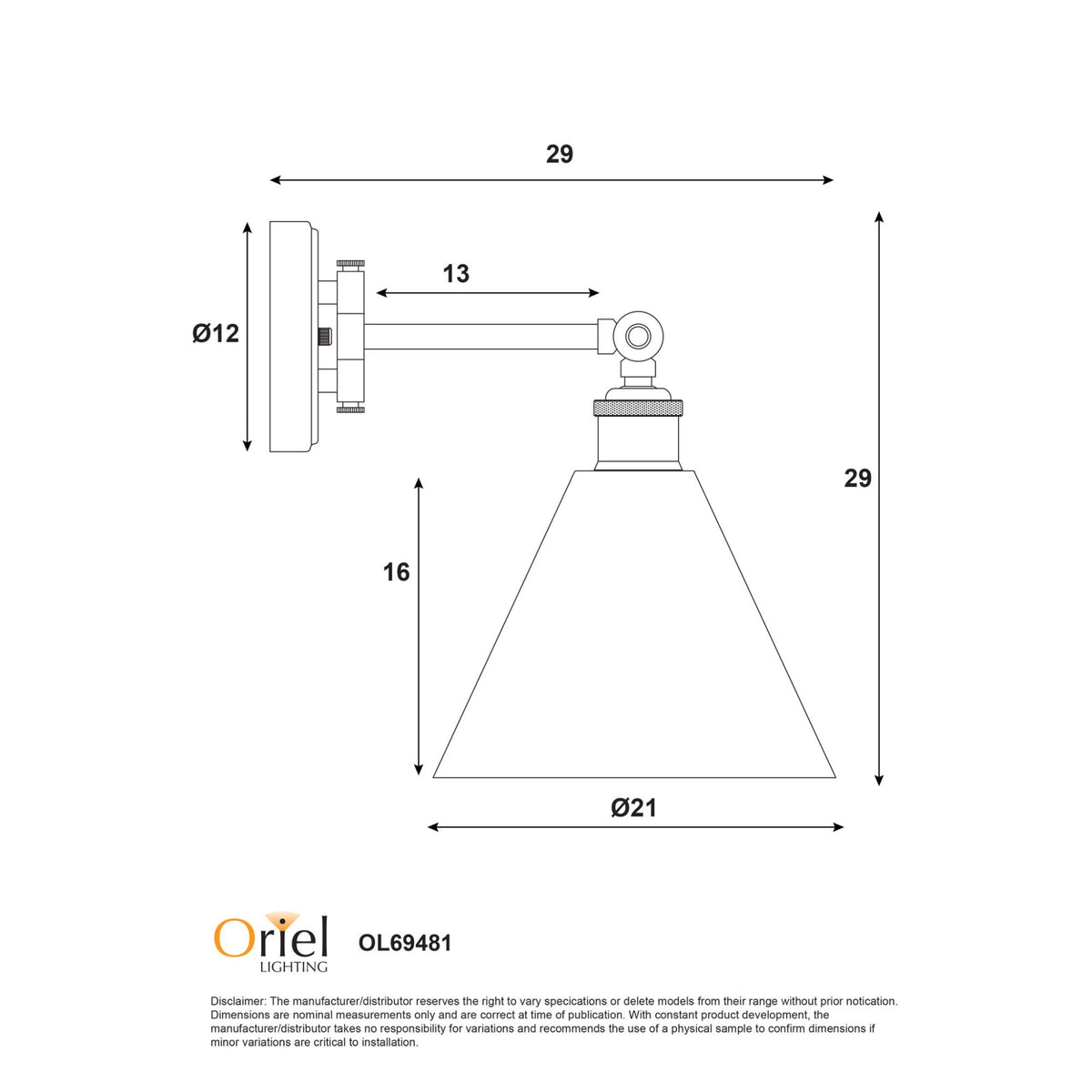 Oriel HEATH Wall Light Swing Arm Clear Glass-Oriel Lighting-Ozlighting.com.au