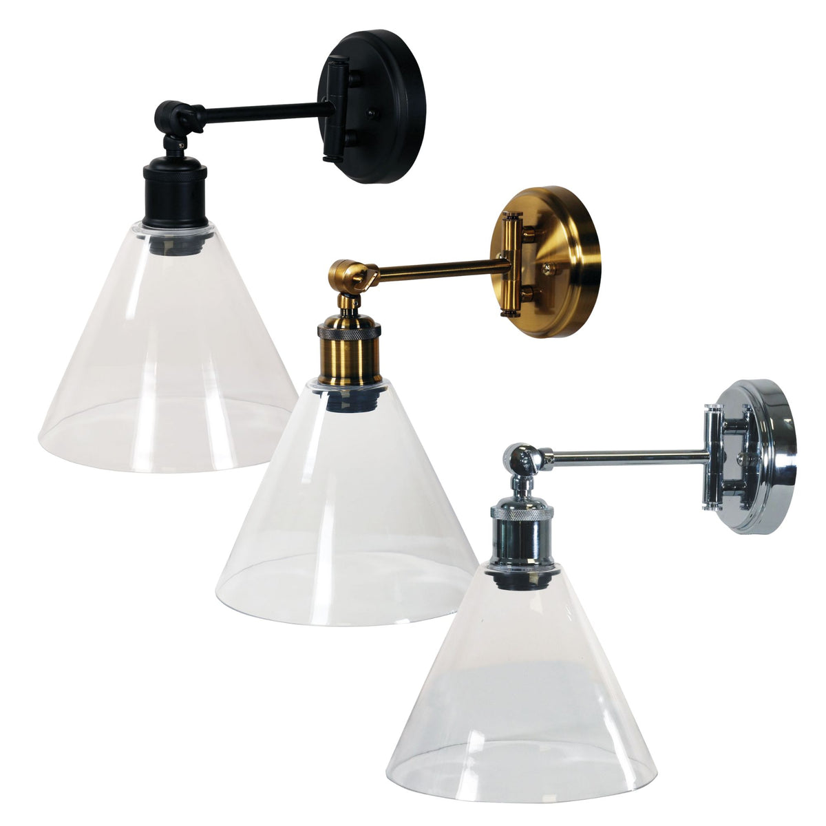 Oriel HEATH Wall Light Swing Arm Clear Glass-Oriel Lighting-Ozlighting.com.au