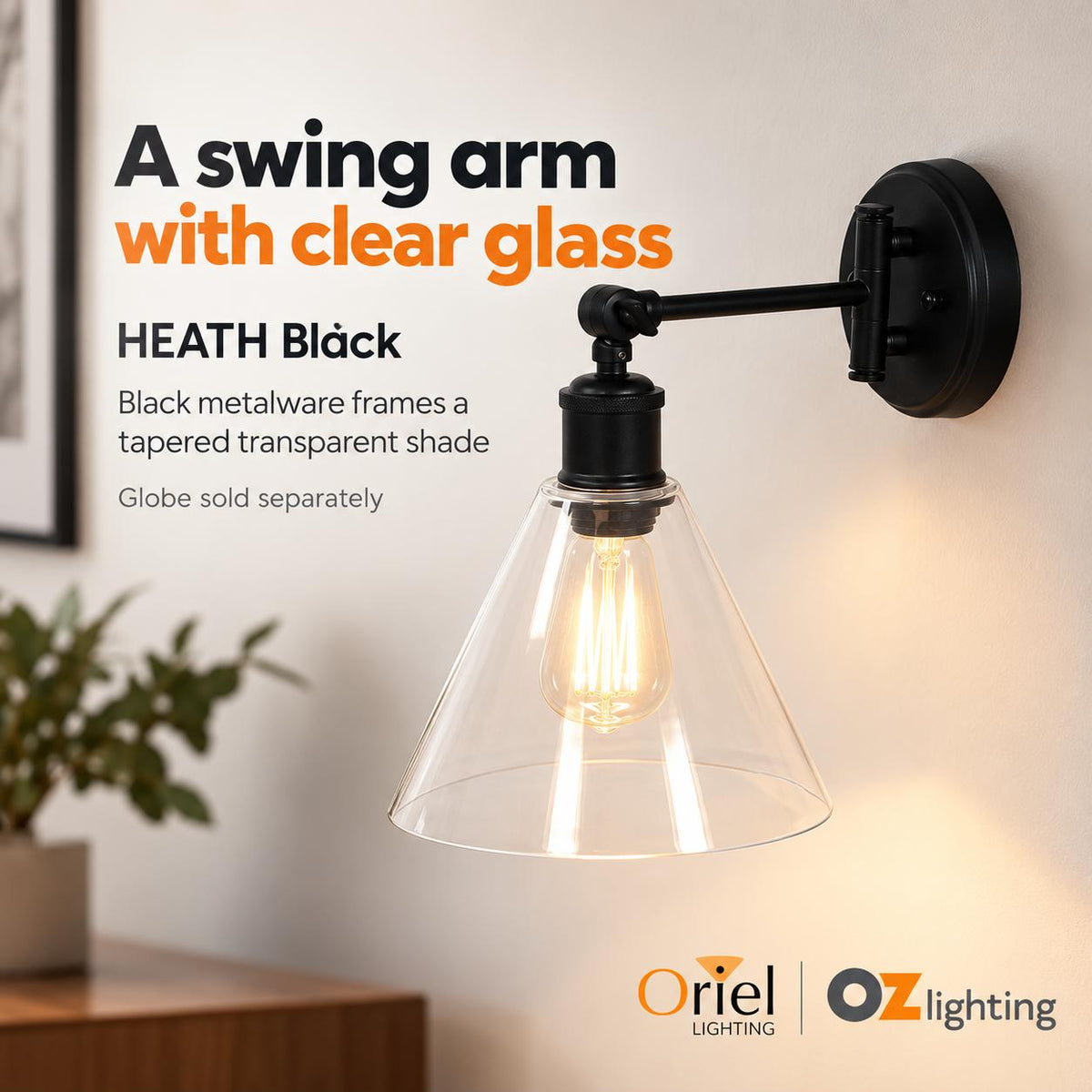 Oriel HEATH Wall Light - Swing Arm-Oriel Lighting-Ozlighting.com.au