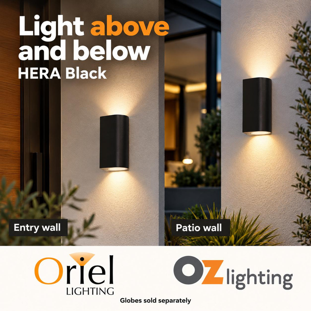 Oriel HERA Outdoor Wall Light - Twin-Oriel Lighting-Ozlighting.com.au