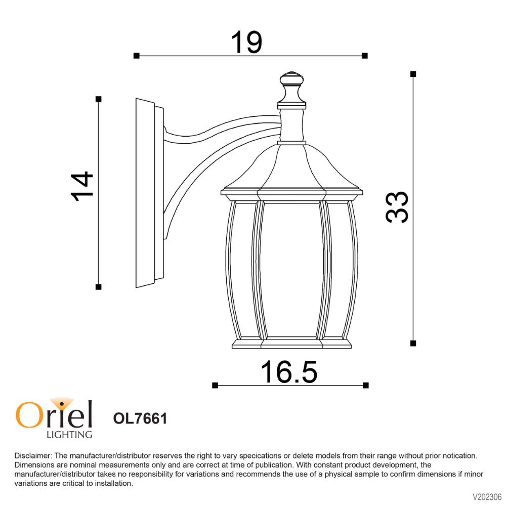 Oriel HIGHGATE Outdoor Wall Light - Max. 60W-Oriel Lighting-Ozlighting.com.au