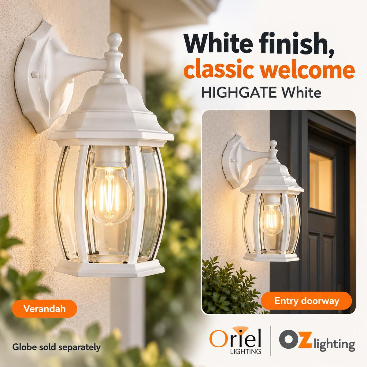Oriel HIGHGATE Outdoor Wall Light - Max. 60W-Oriel Lighting-Ozlighting.com.au