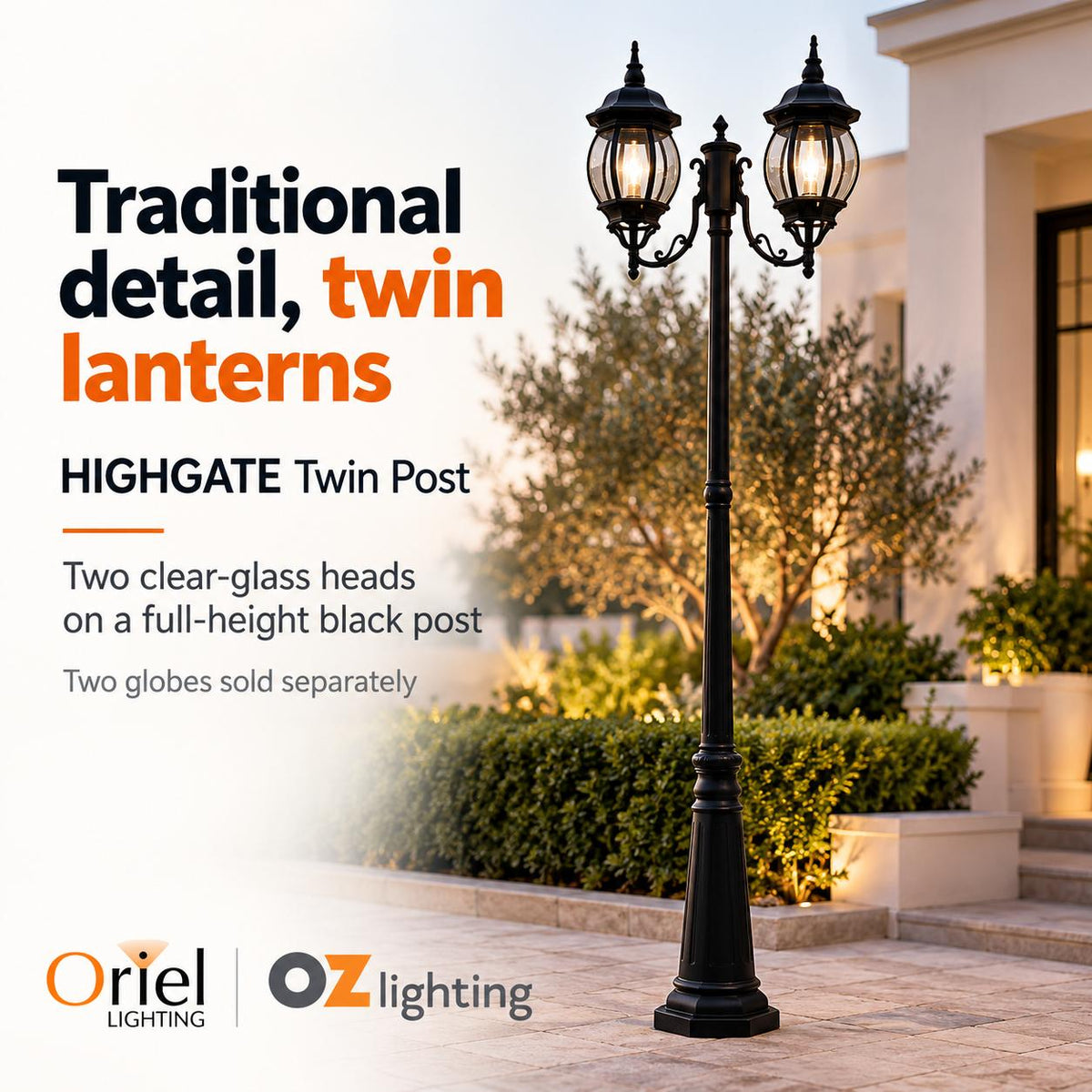 Oriel HIGHGATE Twin Post-Oriel Lighting-Ozlighting.com.au