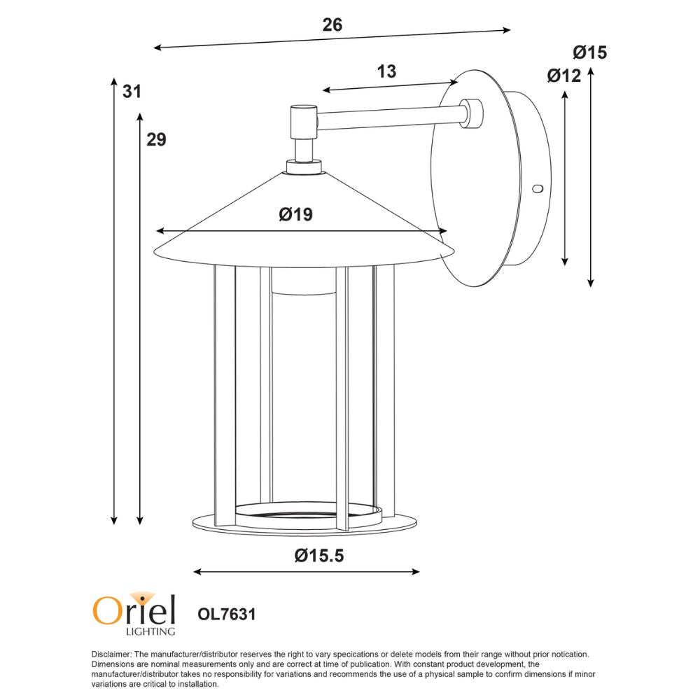 Oriel HOLFORD Outdoor Wall Light - Max. 60W-Oriel Lighting-Ozlighting.com.au