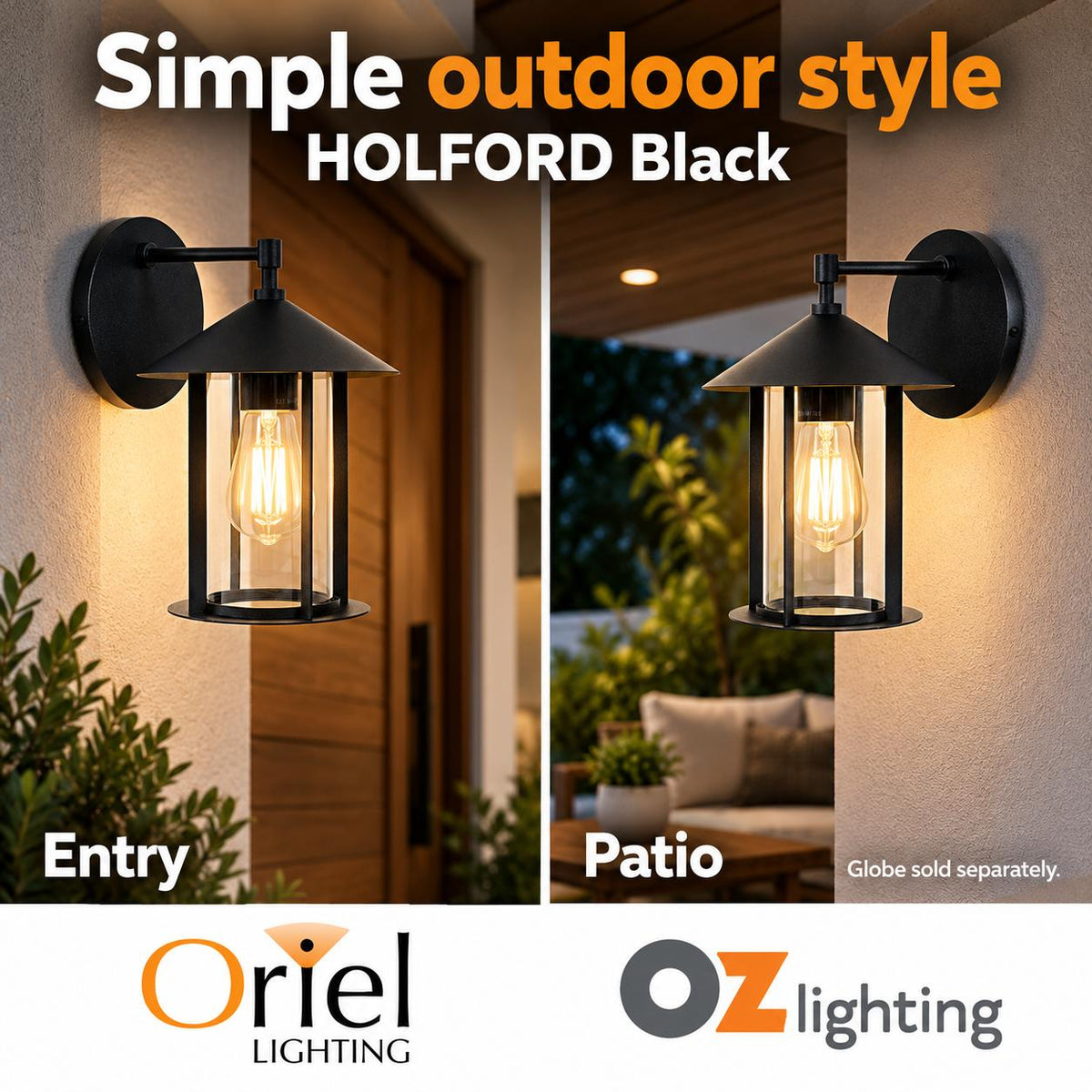 Oriel HOLFORD Outdoor Wall Light - Max. 60W-Oriel Lighting-Ozlighting.com.au