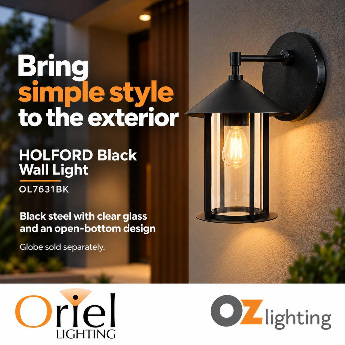 Oriel HOLFORD Outdoor Wall Light - Max. 60W-Oriel Lighting-Ozlighting.com.au