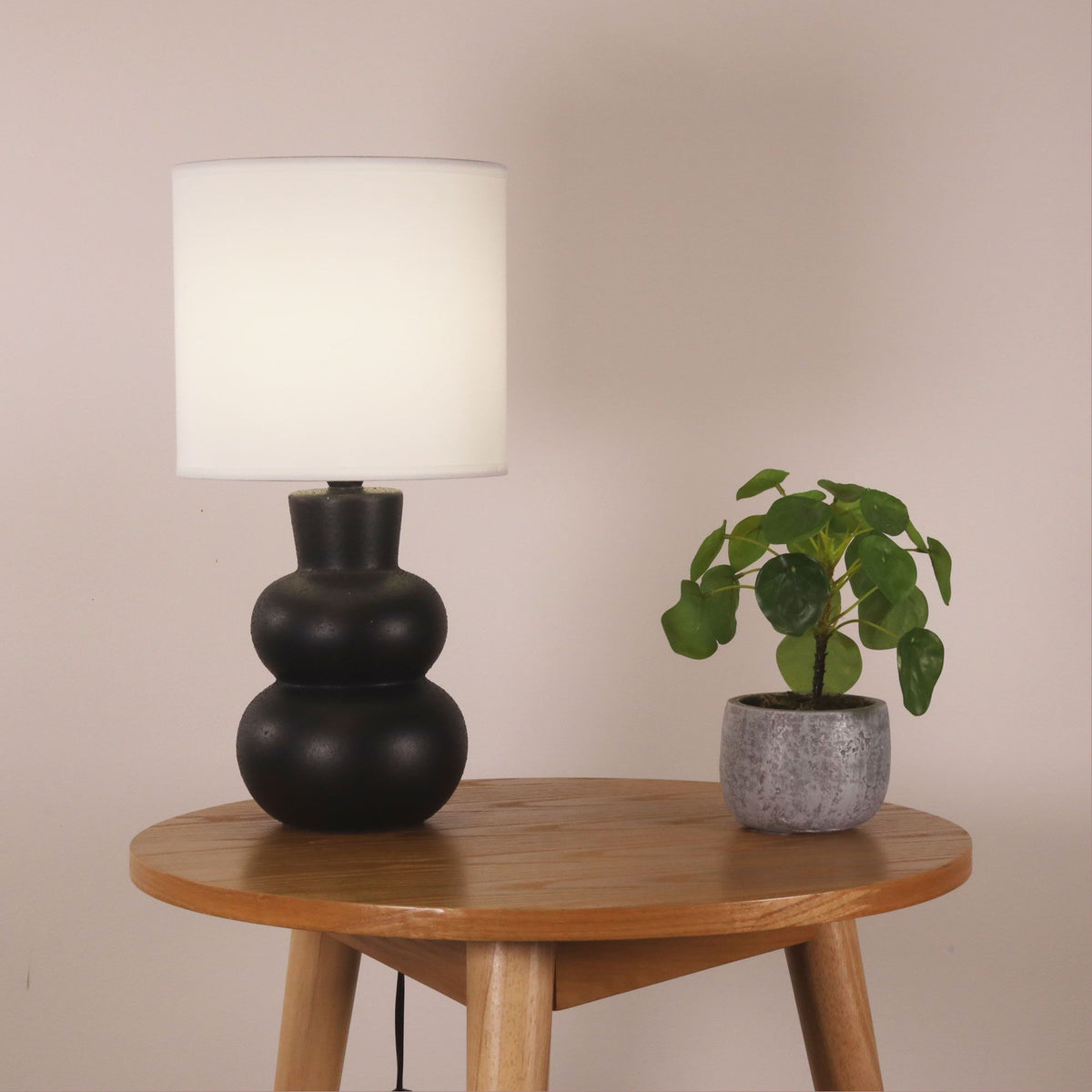 Oriel HOLLA Table Lamp Ceramic Fabric Shade-Oriel Lighting-Ozlighting.com.au