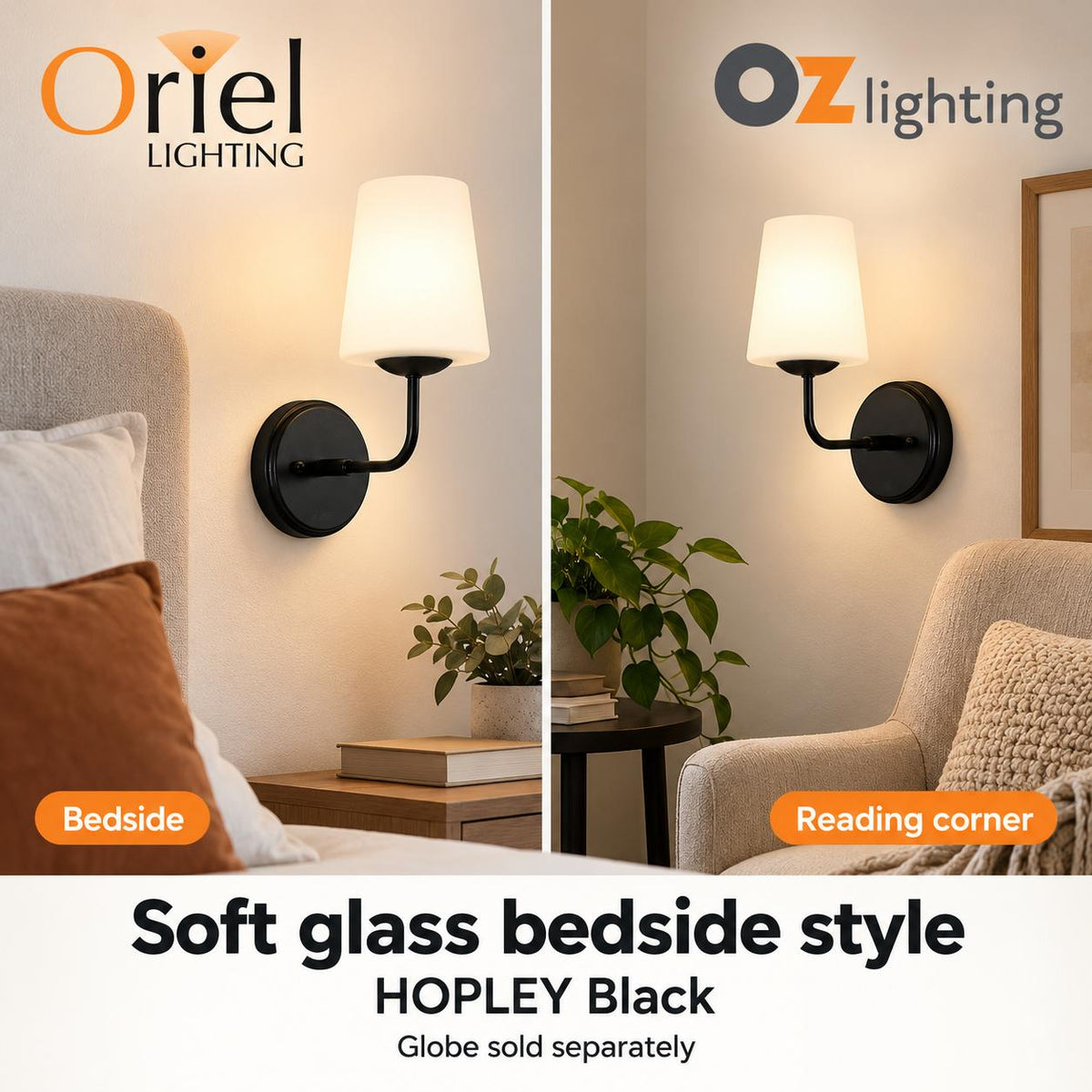Oriel HOPLEY Wall Light - Glass-Oriel Lighting-Ozlighting.com.au