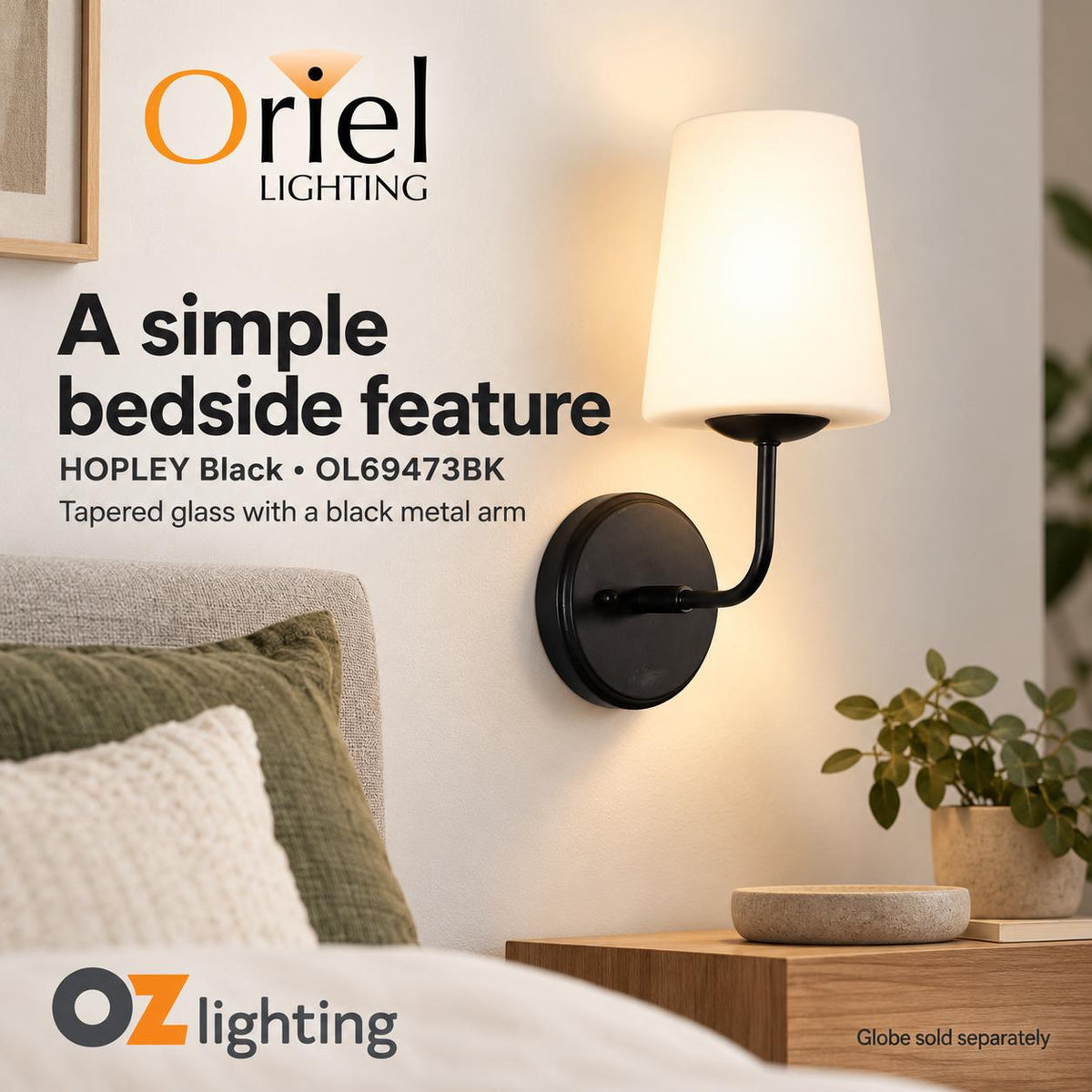Oriel HOPLEY Wall Light - Glass-Oriel Lighting-Ozlighting.com.au