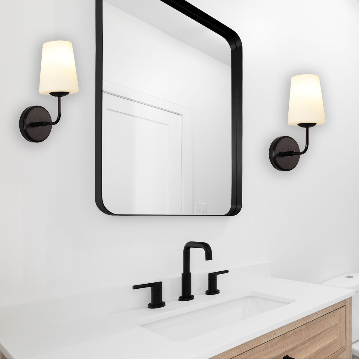 Oriel HOPLEY Wall Light Tapered Glass Bedside-Oriel Lighting-Ozlighting.com.au