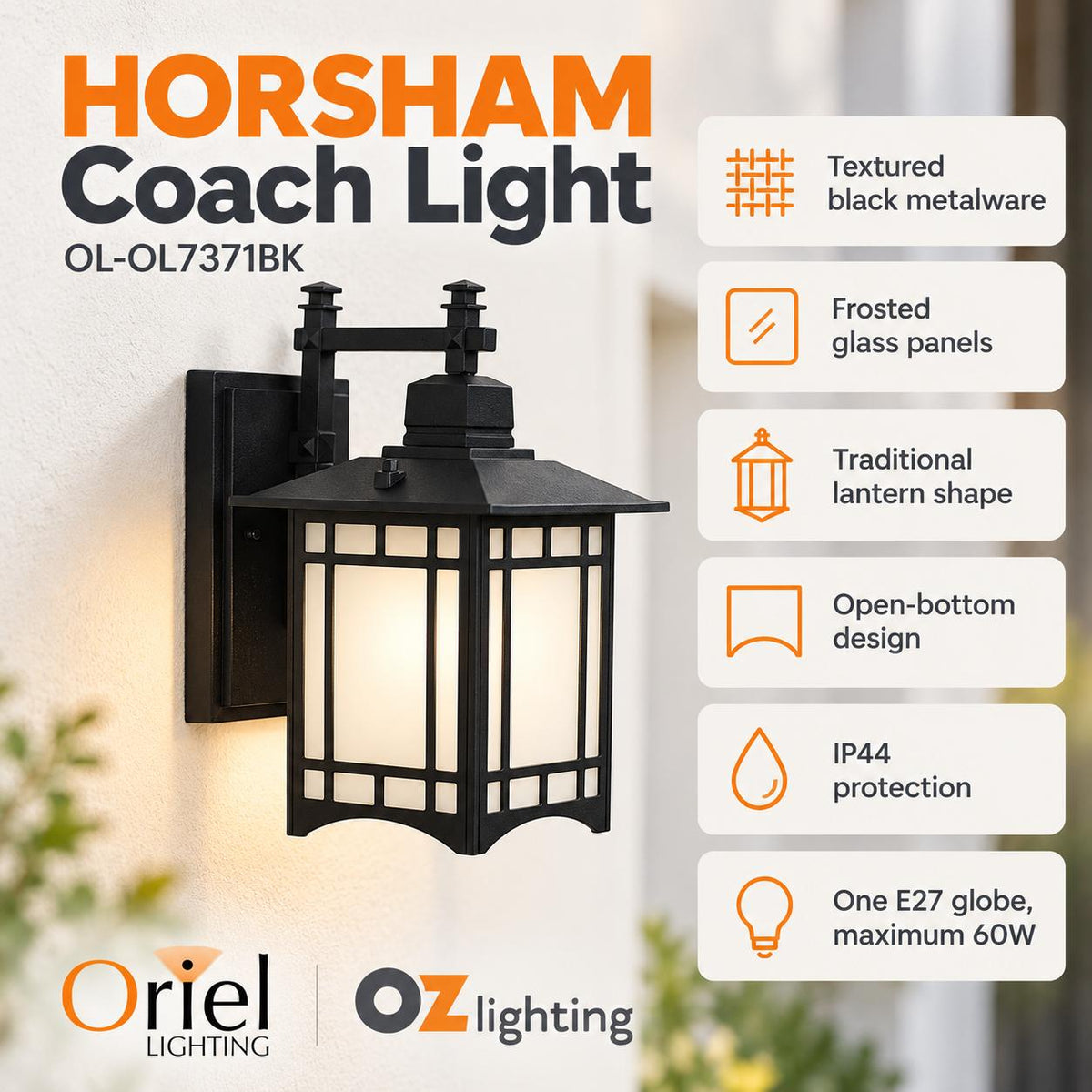Oriel HORSHAM Outdoor Coach Light-Oriel Lighting-Ozlighting.com.au