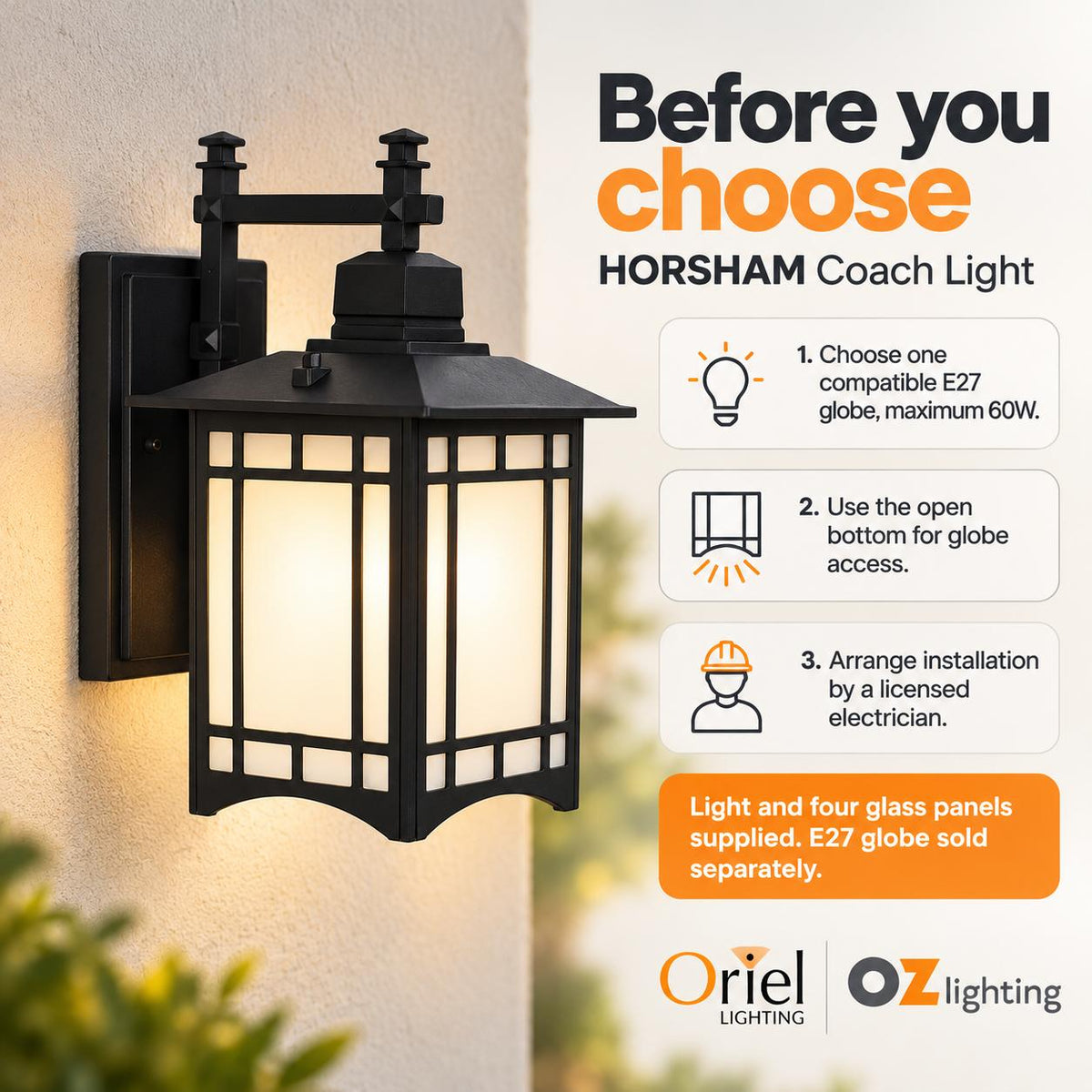 Oriel HORSHAM Outdoor Coach Light-Oriel Lighting-Ozlighting.com.au