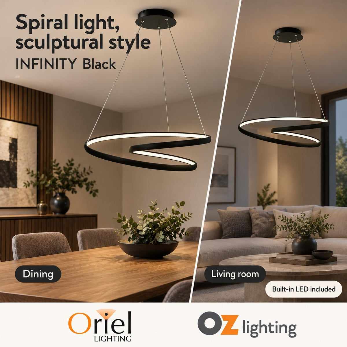 Oriel INFINITY LED Pendant - CTS Spiral-Oriel Lighting-Ozlighting.com.au