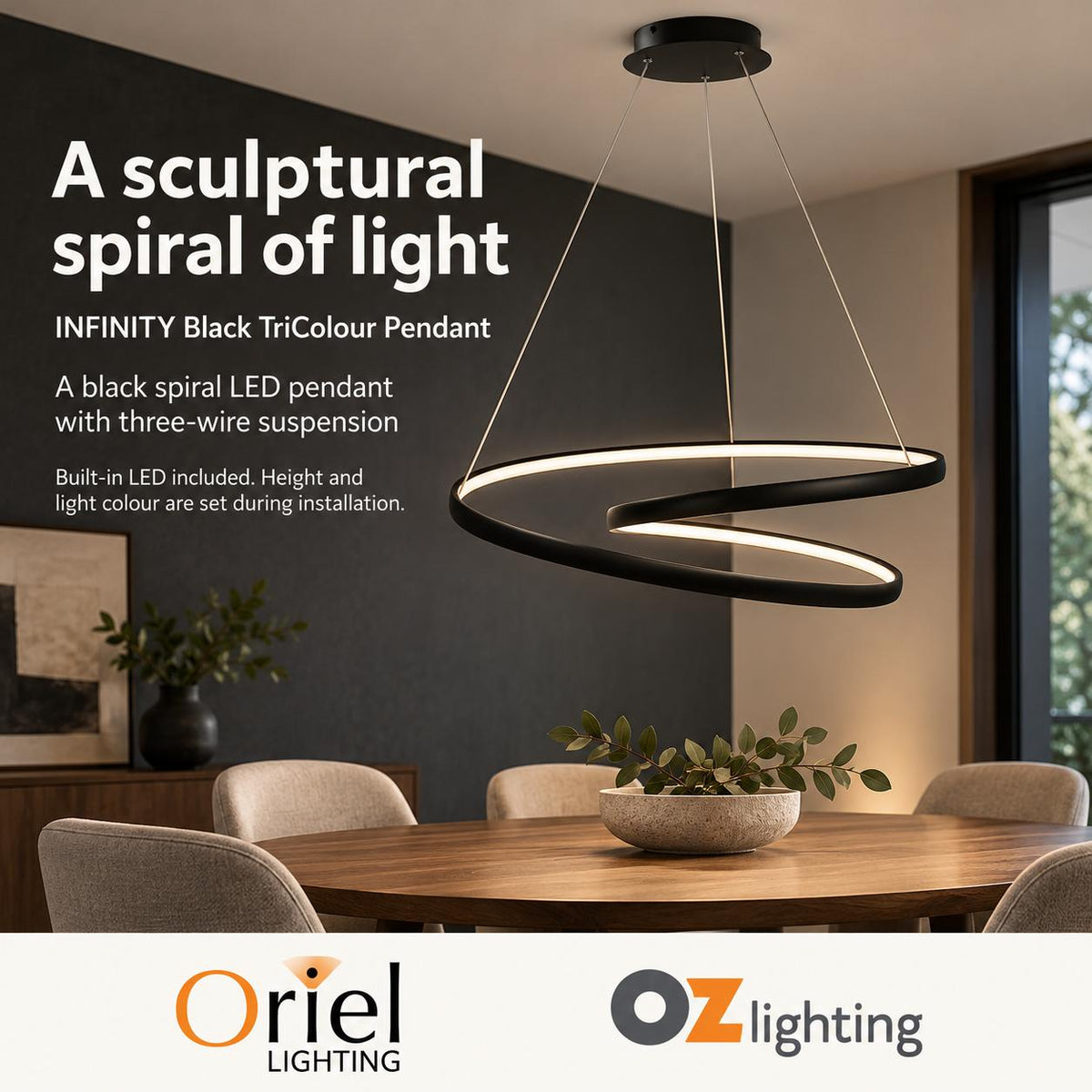 Oriel INFINITY LED Pendant - CTS Spiral-Oriel Lighting-Ozlighting.com.au