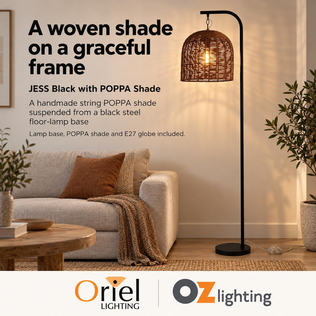 Oriel JESS Floor Lamp - Max. 60W-Oriel Lighting-Ozlighting.com.au