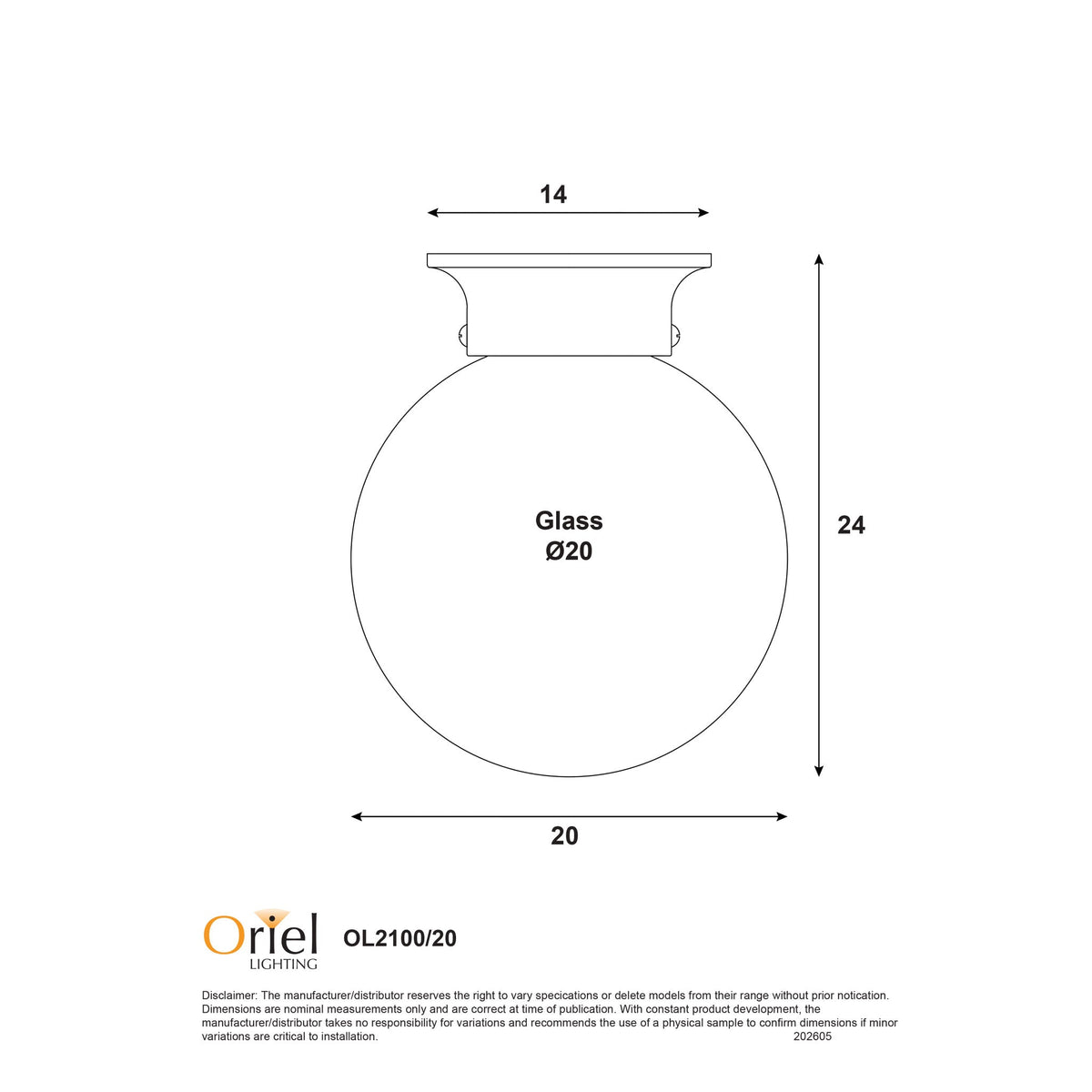 Oriel JETBALL - DIY 6"/8" Batten Fix Holder Cover Opal Glass Ceiling Light Shade Only-Oriel Lighting-Ozlighting.com.au