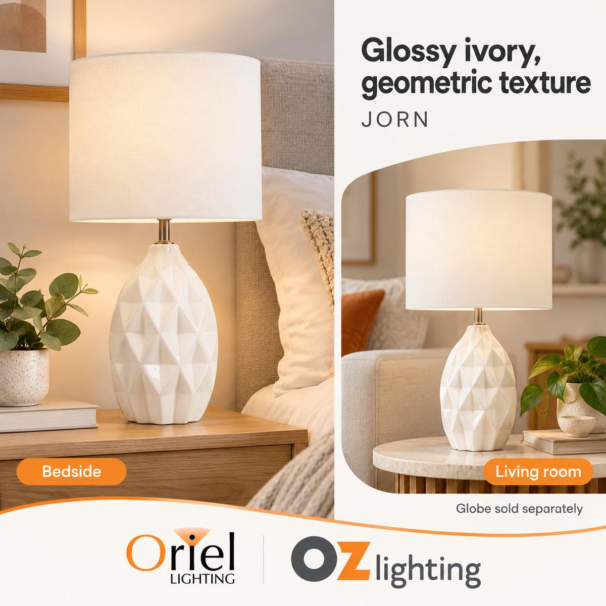 Oriel JORN Table Lamp - Ceramic-Oriel Lighting-Ozlighting.com.au