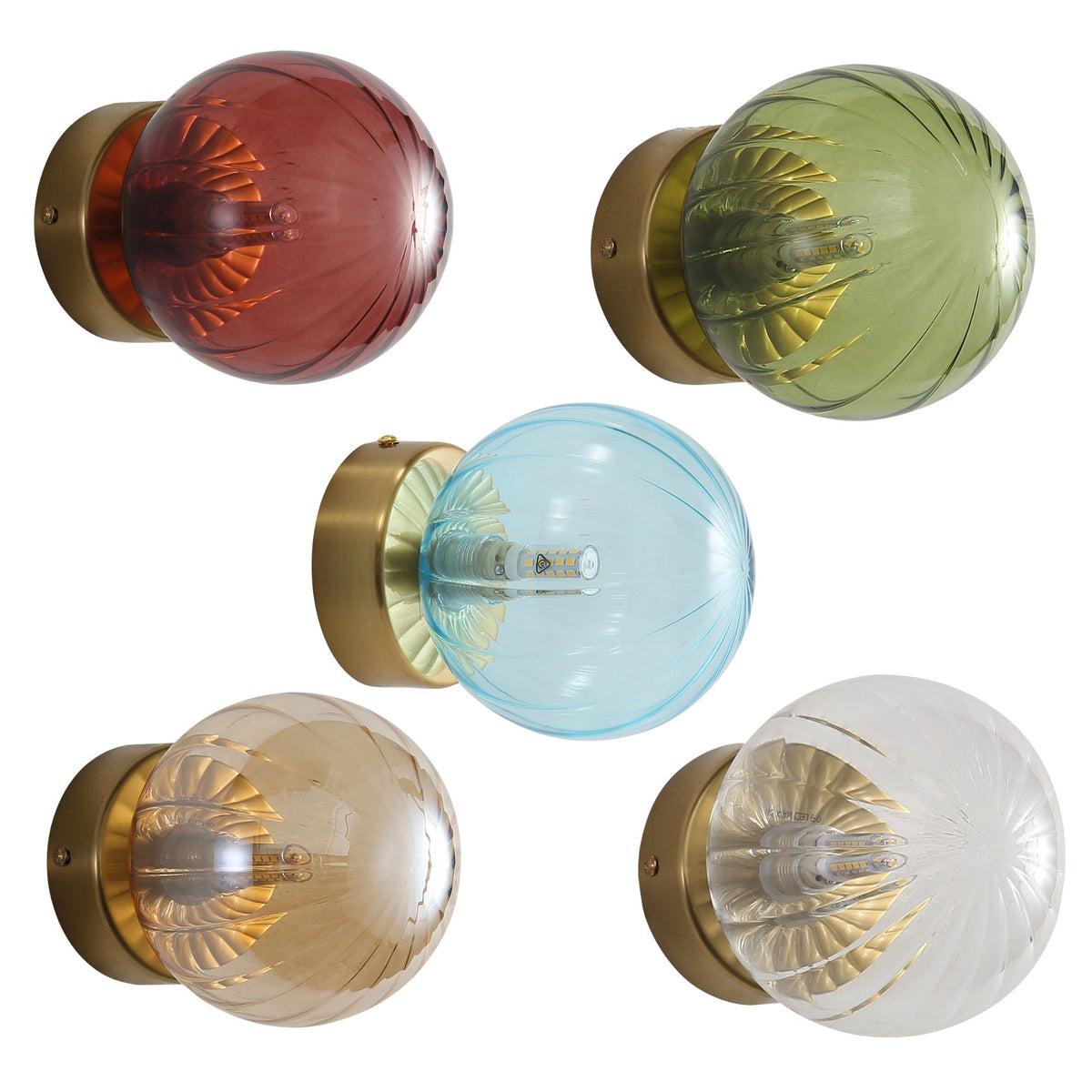 Oriel JUNI Wall Light Coloured Glass Satin Brass-Oriel Lighting-Ozlighting.com.au