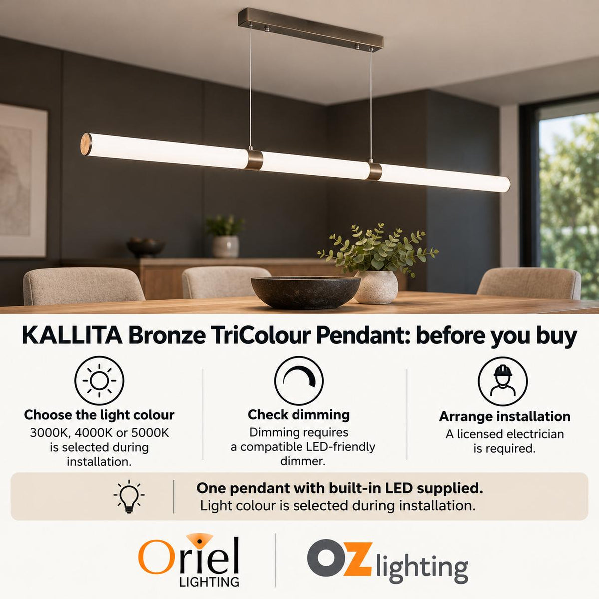 Oriel KALLITA LED Pendant - CTS-Oriel Lighting-Ozlighting.com.au