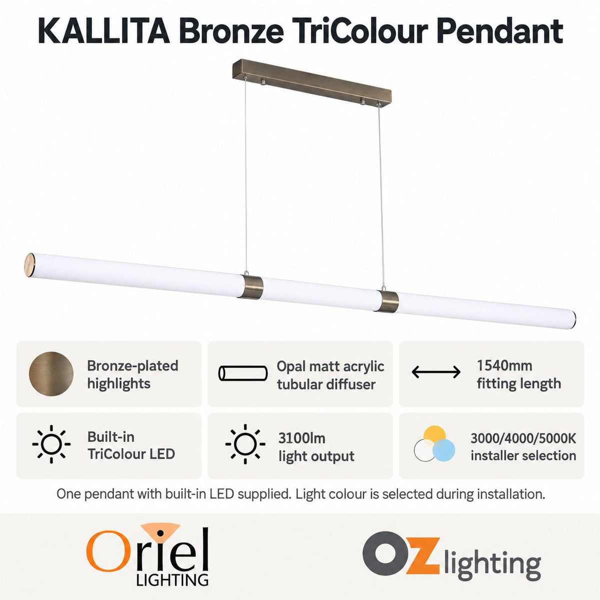 Oriel KALLITA LED Pendant - CTS-Oriel Lighting-Ozlighting.com.au