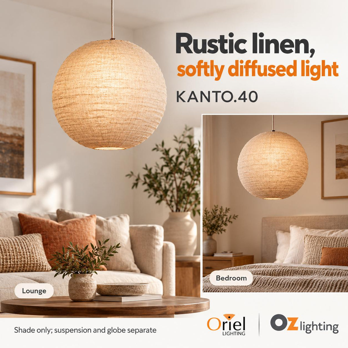 Oriel KANTO.40 Pendant - 1 Light-Oriel Lighting-Ozlighting.com.au