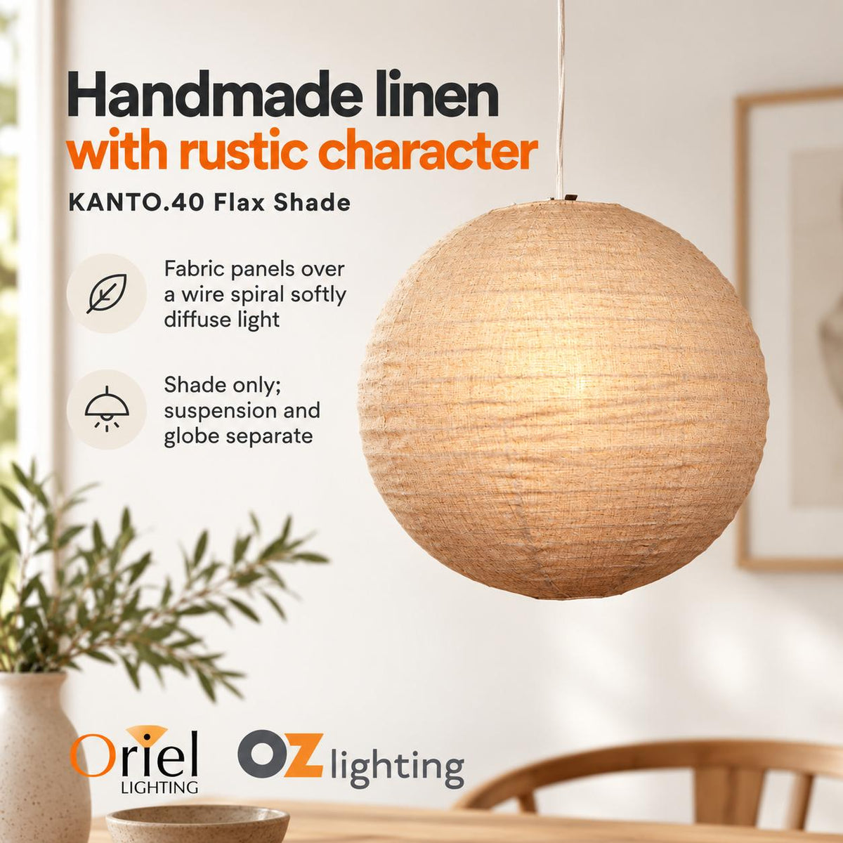 Oriel KANTO.40 Pendant - 1 Light-Oriel Lighting-Ozlighting.com.au