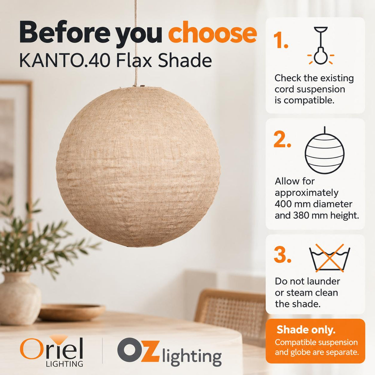 Oriel KANTO.40 Pendant - 1 Light-Oriel Lighting-Ozlighting.com.au