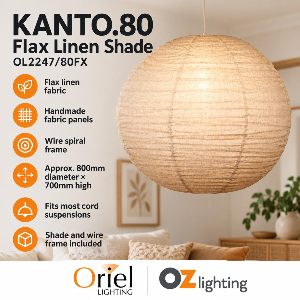 Oriel KANTO.80 Pendant - 1 Light-Oriel Lighting-Ozlighting.com.au