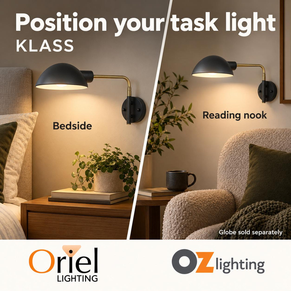 Oriel KLASS Wall Light - Swing Arm-Oriel Lighting-Ozlighting.com.au