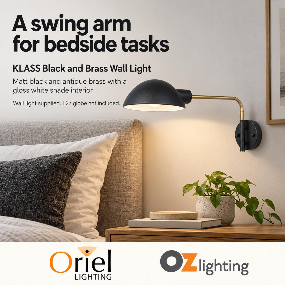 Oriel KLASS Wall Light - Swing Arm-Oriel Lighting-Ozlighting.com.au
