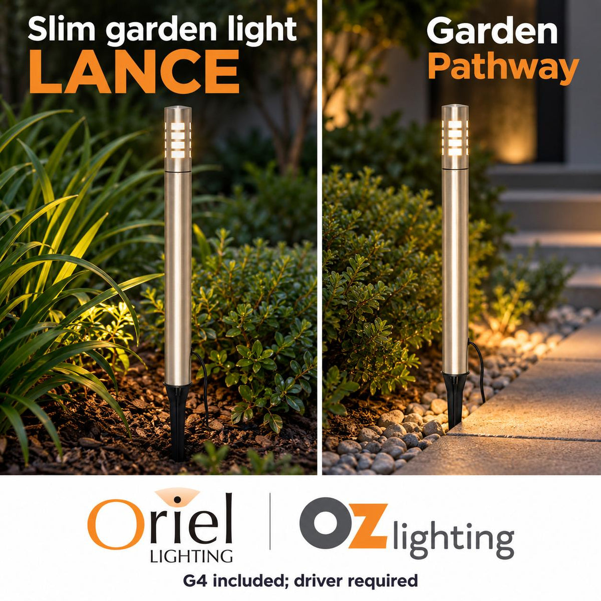 Oriel LANCE Outdoor Spike Light - G4 12V DC Garden, IP44 - DRIVER REQUIRED-Oriel Lighting-Ozlighting.com.au