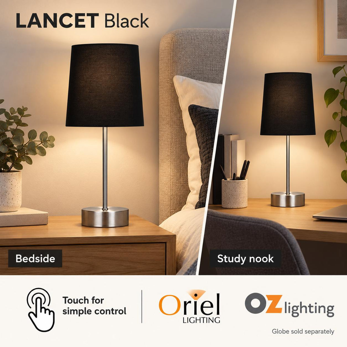 Oriel LANCET Touch Lamp - Base-Oriel Lighting-Ozlighting.com.au