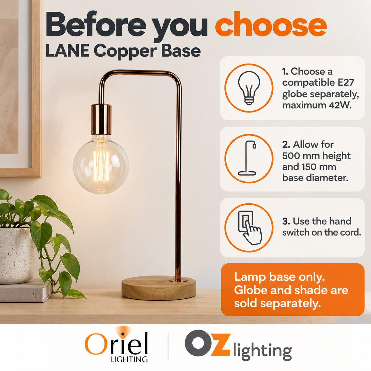 Oriel LANE Table Lamp - Scandinavian-Oriel Lighting-Ozlighting.com.au