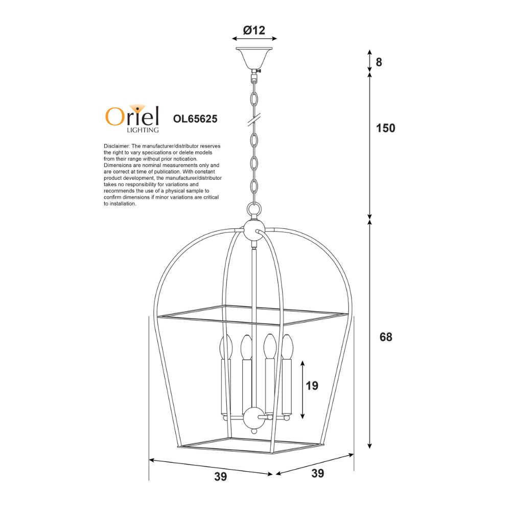 Oriel LANGDON Pendant - 4 Light-Oriel Lighting-Ozlighting.com.au