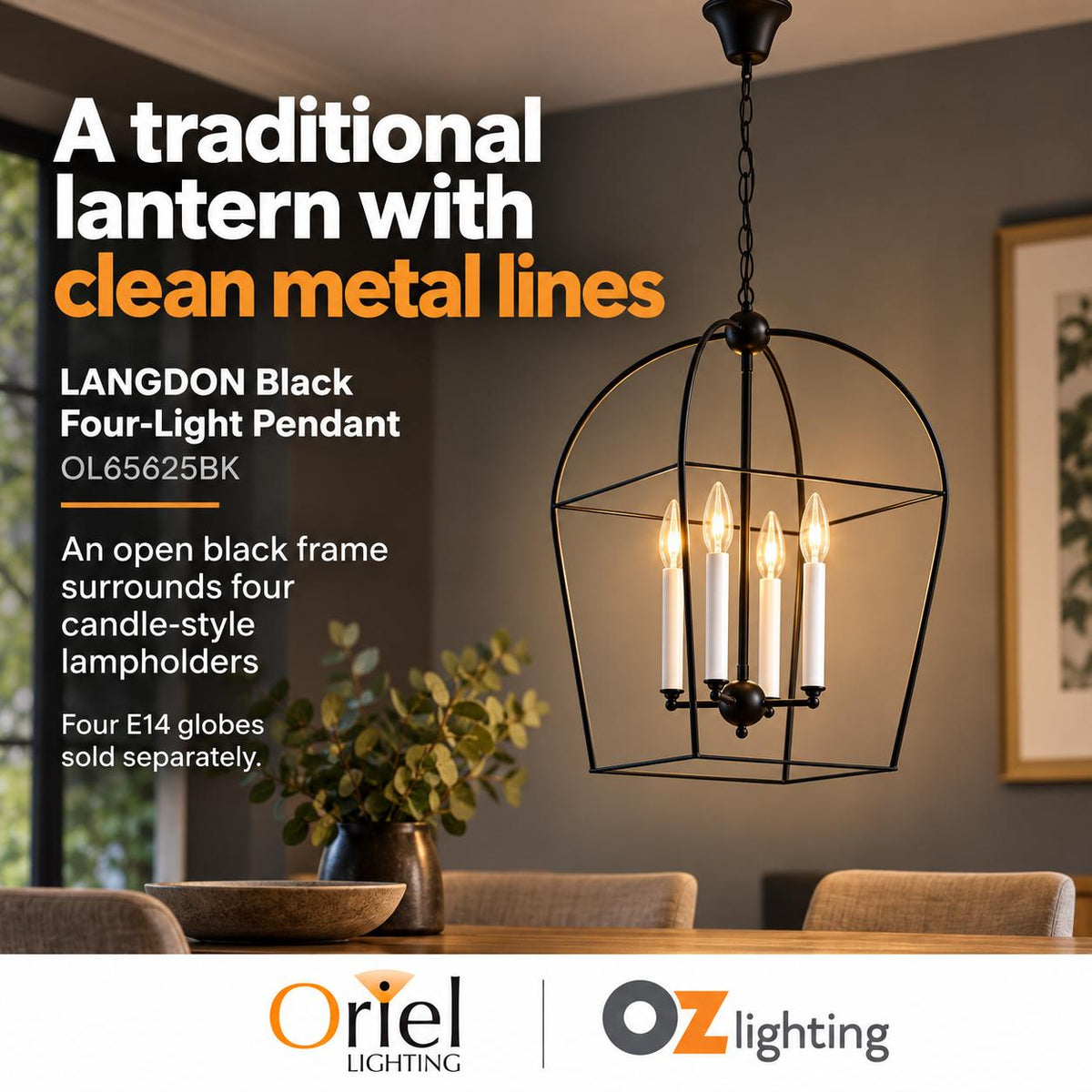 Oriel LANGDON Pendant - 4 Light-Oriel Lighting-Ozlighting.com.au