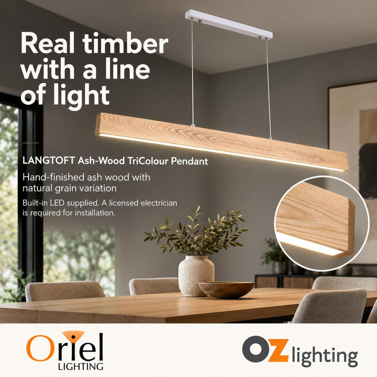 Oriel LANGTOFT LED Pendant - Tri-Colour-Oriel Lighting-Ozlighting.com.au