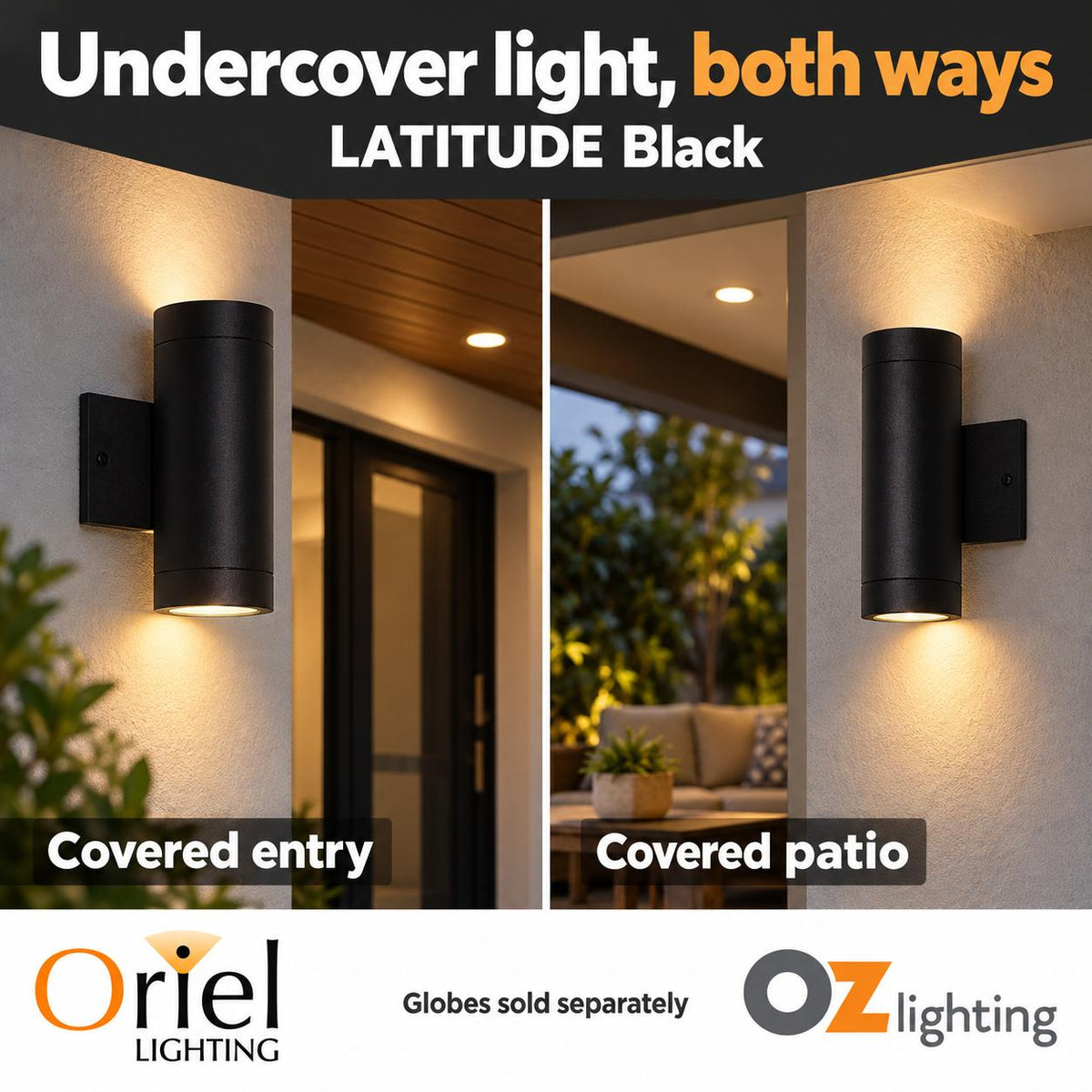 Oriel LATITUDE Outdoor Wall Light - Up/Down Aluminium, IP54-Oriel Lighting-Ozlighting.com.au
